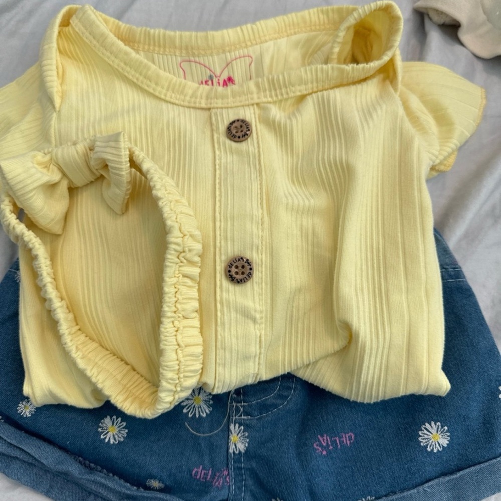 Yellow Kids Shirt with Button Details